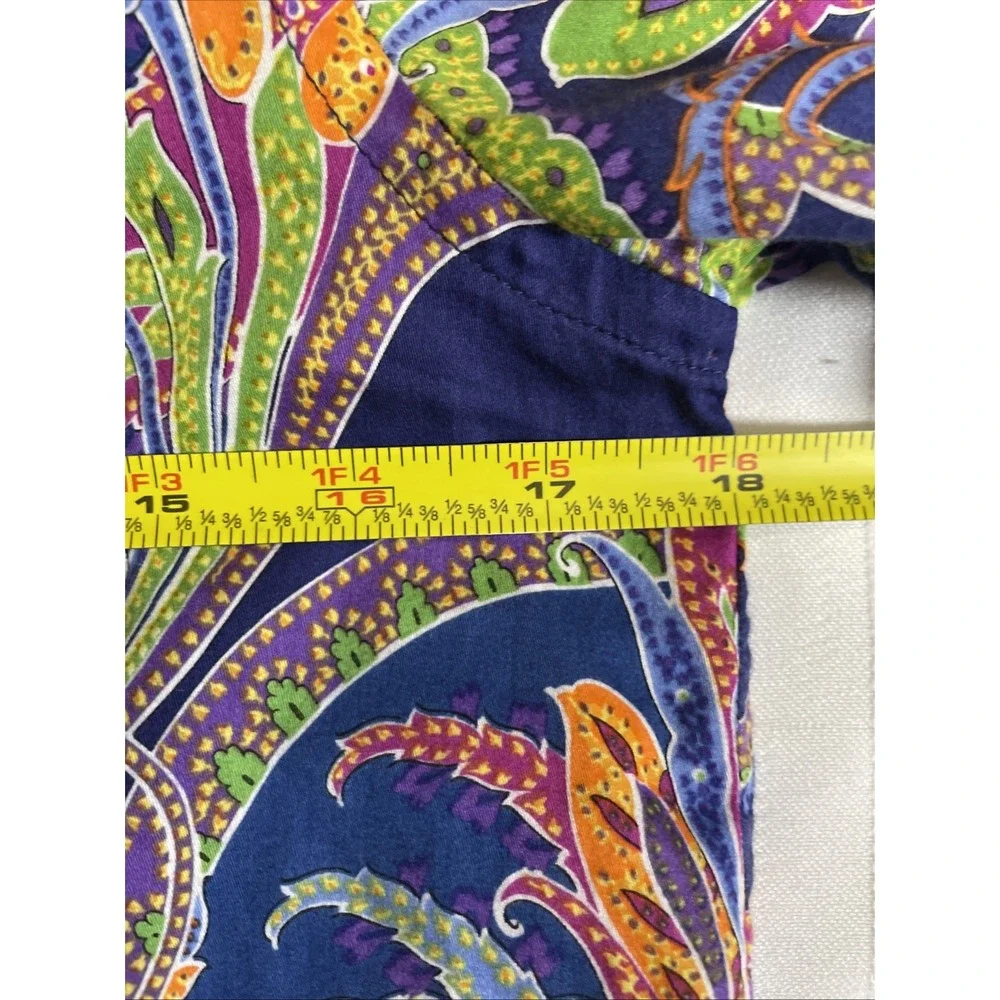 Lauren Ralph Lauren Women's Paisley Floral Purple Blouse Shirt 100% Cotton Small